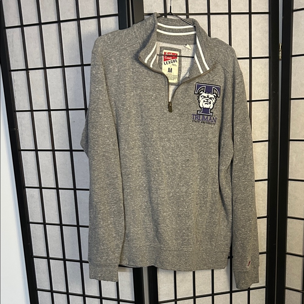 League Gray Zip-Up Men's Sweater
